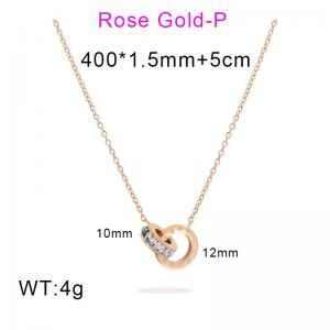 Roman numeral double ring light luxury niche stainless steel Stone Necklace - KN292629-YWYM