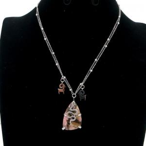 Stainless Steel Stone Necklace - KN292631-FA