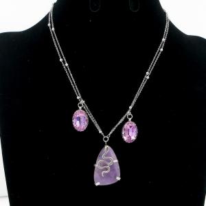 Stainless Steel Stone Necklace - KN292633-FA