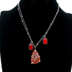 Stainless Steel Stone Necklace - KN292634-FA