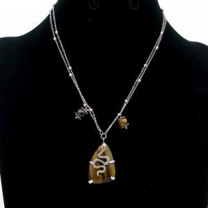 Stainless Steel Stone Necklace - KN292637-FA