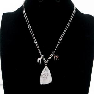 Stainless Steel Stone Necklace - KN292639-FA
