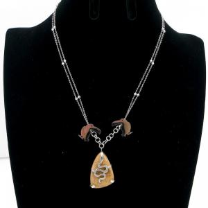 Stainless Steel Stone Necklace - KN292640-FA
