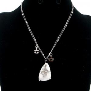 Stainless Steel Stone Necklace - KN292641-FA
