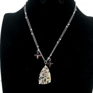 Stainless Steel Stone Necklace - KN292642-FA