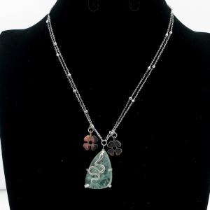 Stainless Steel Stone Necklace - KN292643-FA