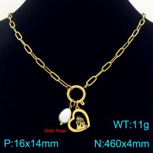 Fashion Mother's Day Gift Stainless Steel Hollow Heart Mother and Daughter Pattern Necklace - KN292712-Z