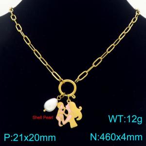 Fashion Mother's Day Gift Stainless Steel Mother Child Pattern Necklace - KN292713-Z