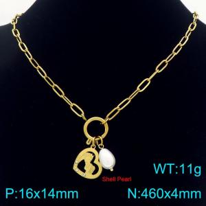 Fashionable stainless steel hollow heart-shaped diamond necklace - KN292714-Z