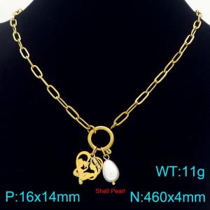 Fashionable stainless steel hollowed out heart-shaped diamond necklace as a Mother's Day gift - KN292715-Z