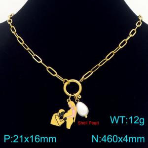 Fashionable stainless steel gold-plated necklace jewelry Mother's Day gift - KN292717-Z