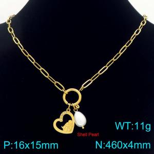 Stainless steel hollow heart-shaped diamond necklace as a Mother's Day gift - KN292719-Z