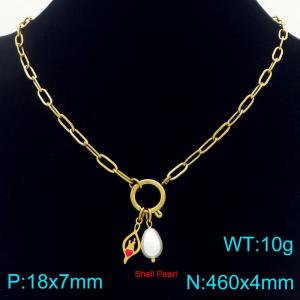 Stainless steel necklace paired with pearl pendant for Mother's Day gift - KN292727-Z