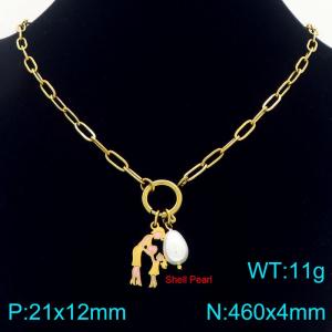 Stainless steel mother's love necklace paired with pearl pendant for Mother's Day gift - KN292729-Z