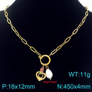 Stainless steel MOM heart-shaped colorful rose studded diamond necklace Mother's Day gift - KN292736-Z