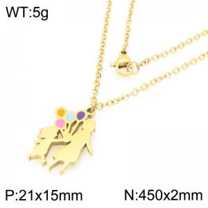 Stainless steel mother daughter and colorful balloon pendant necklace, Mother's Day gift - KN292739-Z