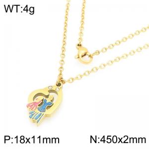 Stainless steel colored mother daughter heart-shaped diamond necklace, Mother's Day gift - KN292740-Z