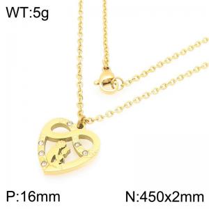 Stainless steel mother daughter heart-shaped diamond necklace as a Mother's Day gift - KN292741-Z