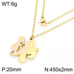Stainless steel colored mother daughter love necklace, Mother's Day gift - KN292743-Z