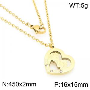 Stainless steel girl kisses horse pendant necklace - KN292745-Z