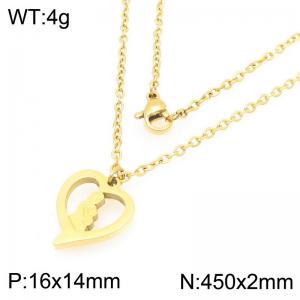 Stainless steel gold mother and love pendant necklace, Mother's Day accessory - KN292746-Z
