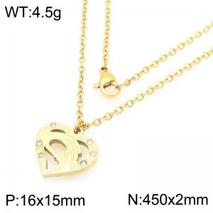 Stainless steel gold hand-held pendant necklace, Mother's Day gift - KN292747-Z