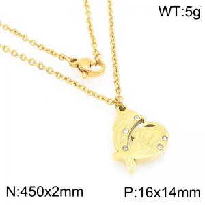 Stainless steel gold hand-held diamond pendant necklace, Mother's Day gift - KN292748-Z