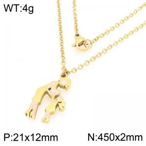 Stainless steel colored mother daughter heart-shaped pendant necklace, Mother's Day gift - KN292753-Z