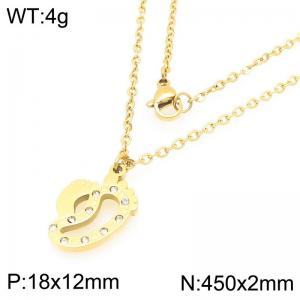 Stainless Steel Footprint Set Diamond Pendant Necklace Mother's Day Gift - KN292754-Z