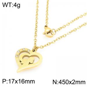 Stainless steel hollowed out heart-shaped diamond pendant necklace, Mother's Day gift - KN292755-Z