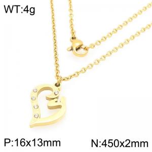 Stainless steel hollow heart-shaped diamond pendant necklace, Mother's Day gift - KN292757-Z