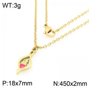 Stainless steel mother child pattern droplet shaped pendant necklace, Mother's Day gift - KN292758-Z