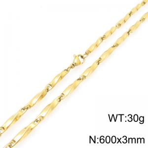 Stainless steel 600 × 3mm special twisted melon seed chain lobster buckle temperament gold necklace - KN292763-Z