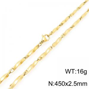 Stainless steel 450 × 2.5mm special twisted melon seed chain lobster buckle temperament gold necklace - KN292768-Z