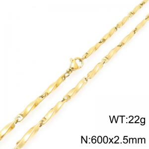 Stainless steel 600 × 2.5mm special twisted melon seed chain lobster buckle temperament gold necklace - KN292771-Z
