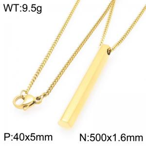 50cm Gold-Plated Stainless Steel Necklace with Prism Bar Pendant - KN292808-K
