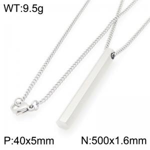 50cm Stainless Steel Necklace with Prism Bar Pendant - KN292809-K