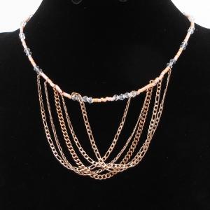 Stainless Steel Stone & Crystal Necklace - KN292816-FA