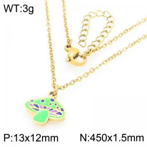 Trendy summer new stainless steel creative O-shaped chain hanging drip oil colored mushroom pendant temperament gold necklace - KN292954-Z