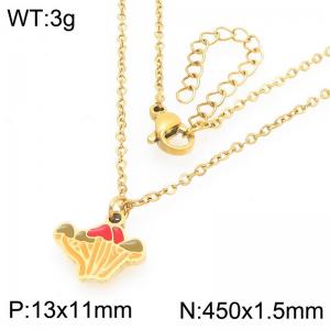 Trendy summer new stainless steel creative O-shaped chain hanging drip oil colored mushroom pendant temperament gold necklace - KN292958-Z