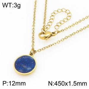 Creative Stainless Steel Women's Dangle Neckalce Blue Stone Charm Trend Jewelry - KN292991-Z