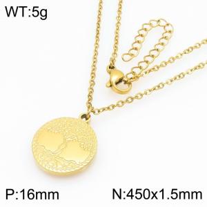 Creative Stainless Steel Women's Dangle Neckalce Round Pag Charm Trend Jewelry - KN292994-Z