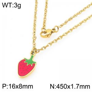 Boho Strawberry Neckalce for Women Gold Color Stainless Steel Jewelry - KN292996-Z