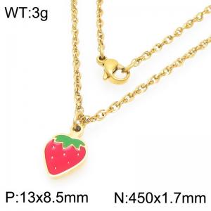 Boho Strawberry Neckalce for Women Gold Color Stainless Steel Jewelry - KN293000-Z