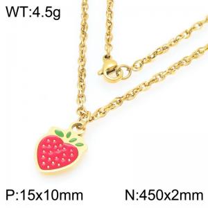 Boho Strawberry Neckalce for Women Gold Color Stainless Steel Jewelry - KN293001-Z