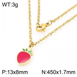 Boho Strawberry Neckalce for Women Gold Color Stainless Steel Jewelry - KN293005-Z