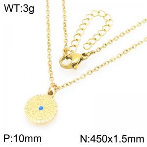 Creative Round Pendant Necklace For Women Gold Color Stainless Steel Jewelry - KN293013-Z