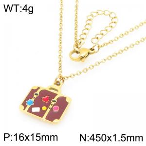 Creative Pendant Necklace For Women Gold Color Stainless Steel Jewelry - KN293014-Z