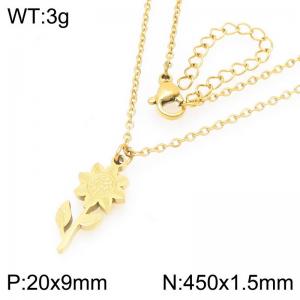 Creative Flower Pendant Necklace For Women Gold Color Stainless Steel Jewelry - KN293015-Z