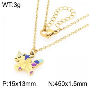 Creative Pendant Necklace For Women Gold Color Stainless Steel Jewelry - KN293016-Z